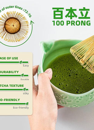 TEANAGOO Matcha Whisk Set,7 Pcs Matcha Set Blue Green,Ceremony Matcha Kit,Matcha Tea Set for Making Latte,Ceramic Bowl(chawan) whith Spout and Whisk,Gift for Matcha Lovers