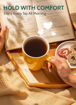 Sweese Porcelain Coffee Mugs - 16 Ounce (Top to the Rim) for Coffee, Latte, Tea, Cocoa, Set of 4, Yellow