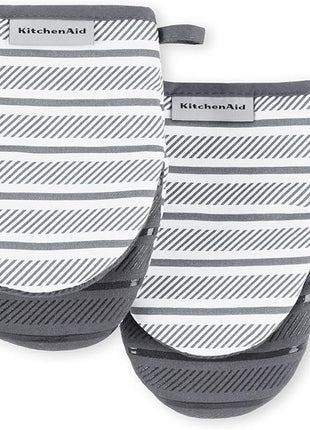 KitchenAid Albany Mini Oven Mitt 2-Pack Set, Charcoal Grey, 5.5"x8"