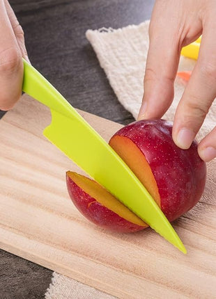 JOVITEC 8 Pcs Kid Cooking Kitchen Knife Set, Plastic Serrated Edges Children's Safe Chef Nylon Knives for Cutting Fruit Bread Cake Salad Lettuce Kids Cooking Supply(Blue Square Knife)