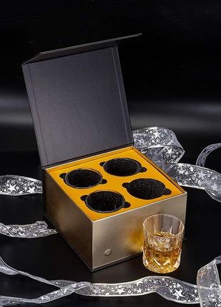 KANARS Old Fashioned Whiskey Glasses with Luxury Box - 10 Oz Rocks Barware For Scotch, Bourbon, Liquor and Cocktail Drinks - Set of 4 - Men Gift