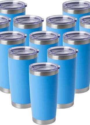 HASLE OUTFITTERS 20oz Stainless Steel Tumblers Bulk, Insulated Travel Cup with Lid, Double Wall Vacuum Coffee Mug for Cold & Hot Drinks 12 Pack, Royal Blue