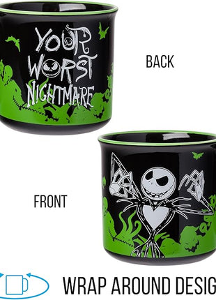 Silver Buffalo Disney The Nightmare Before Christmas Your Worst Nightmare Featuring Jack Skellington Ceramic Camper Mug, 20 Ounces
