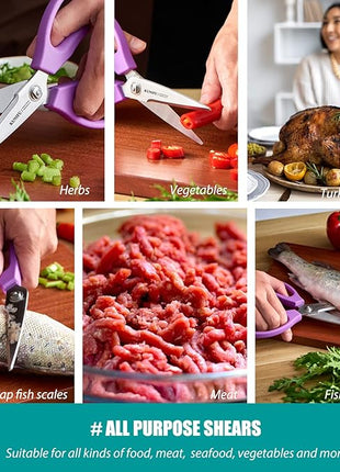 KUNIFU Kitchen Scissors, All Purpose Kitchen Shears, Heavy Duty Come Apart Scissors Gadgets Utensils - Black