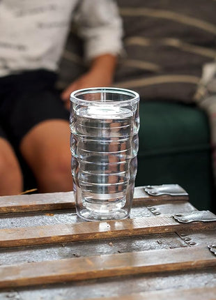 Tervis Clear & Colorful Tabletop Made in USA Double Walled Insulated Tumbler Travel Cup Keeps Drinks Cold & Hot, 10oz Wavy, Clear