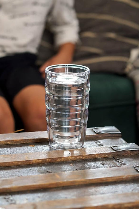 Tervis Clear & Colorful Tabletop Made in USA Double Walled Insulated Tumbler Travel Cup Keeps Drinks Cold & Hot, 10oz Wavy, Clear