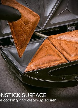 Aigostar 2in1 Sandwich Maker Panini Press Grill with Nonstick Plates, Double-Sided Heating Electric Sandwich Press Grill, Breakfast Sandwich Toaster Grilled Cheese Maker Snacks with Easy Cut Edges