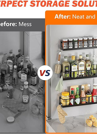 Spice Rack Wall Mounted 2 Pack, Space-Saving Spice Organizer for Spice Jars and Seasonings,Screw or Adhesive Hanging Spice Rack Organizer for Your Kitchen Cabinet,or Pantry Door