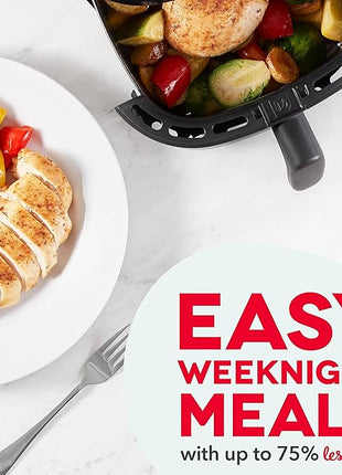 DASH Tasti-Crisp™ Electric Air Fryer Oven, 6 Qt. Family Size, Black – Compact Air Fryer with Large Basket for Healthier Food in Minutes, Ideal for Small Spaces - Auto Shut Off, Analog, 1700-Watt