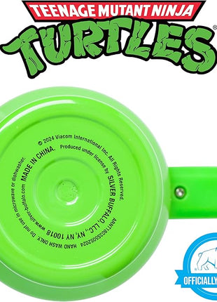 Silver Buffalo Teenage Mutant Ninja Turtles Turtle Power Stainless Steel Tumbler with Handle Featuring Leonardo, Donatello, Raphael, and Michelangelo, Fits in Standard Cup Holder, 40 Ounces