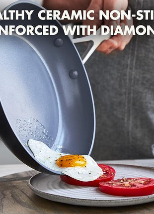GreenPan Valencia Pro Hard Anodized Healthy Ceramic Nonstick 8" Frying Pan Skillet, PFAS-Free Cookware, Stainless Steel Handle, Induction Suitable, Dishwasher Safe, Oven Safe, Gray
