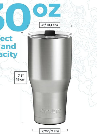 Arctic Tumblers | 30 oz Matte White Insulated Tumbler with Straw & Cleaner - Retains Temperature up to 24hrs - Non-Spill Splash Proof Lid, Double Wall Vacuum Technology, BPA Free & Built to Last