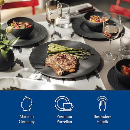 Villeroy & Boch Manufacture Rock Pizza/Buffet Plate, 12.5 in, Premium Porcelain, Black
