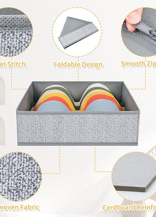 DIMJ Drawer Organizers - 12 Pack Foldable Closet & Sock Organizers, Fabric Dresser Drawer Dividers for Clothes, Underwear, Bras, Socks