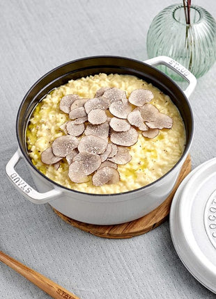 Staub Cast Iron 5.5-qt Round Cocotte - White Truffle, Made in France