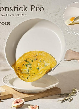 CAROTE ICE 35pcs Pots and Pans Set, Nonstick Cookware Sets, White Granite Induction Cookware with Kitchen Knife Set