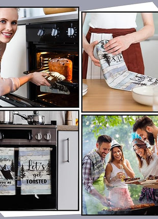 Boyiee Set of 6 Camping Kitchen Towels Happy Camper Tea Towels Absorbent Farmhouse Dish Towels with Funny Sayings 24 x 16 Inches Camping Hand Towels for RV Campers Lovers Gifts Accessories Decorations