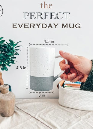 Mora Ceramics 12oz Coffee Mug Set of 4 - Ceramic Tea Cups with Handle - Microwave and Dishwasher Safe, Perfect For Cup or Mug Lovers - Rustic Matte Glaze, Modern Design Mugs - Flint