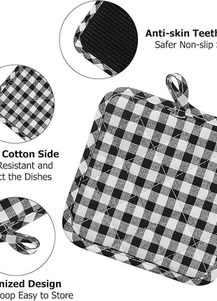 Oven Mitts and Pot Holders Set, Pack of 4, Heat Resistant Silicone Kitchen Mini Oven Mittens for 500 Degrees, Mini Oven Gloves and Hot Pads for Baking Grilling Barbecue Microwave Machine Washable