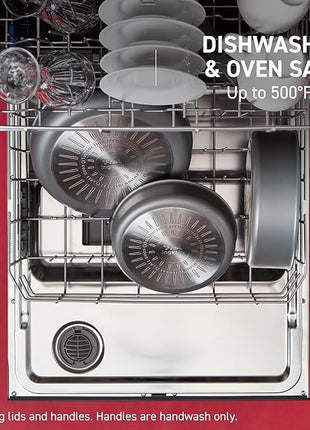 T-fal Ingenio Expertise Non Stick Cookware Set 14 Piece, Induction, Oven Broiler Safe 500F, Stackable Cookware, Pots and Pans, RV, Camping, Fry Pans, Dishwasher Safe, Detachable Handle, French Vanilla