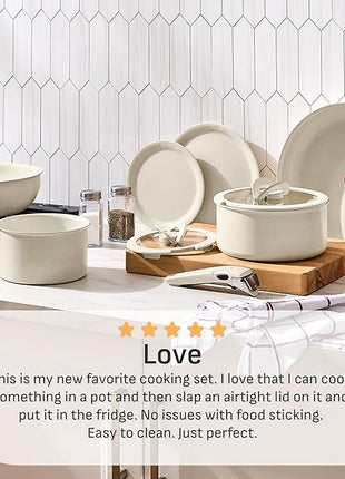 T-fal Ingenio Essentials Cookware Set with Detachable/Removable Handle 11 Piece, Granite Titanium Non Stick, Induction, Oven Broiler Safe 500F, Stackable, Pots and Pans Set, RV Camping, Fry Pans Beige