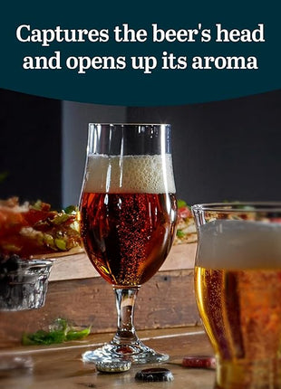 Libbey Craft Brews Nucleated Belgian Beer Glasses, 16.5-ounce, Set of 4