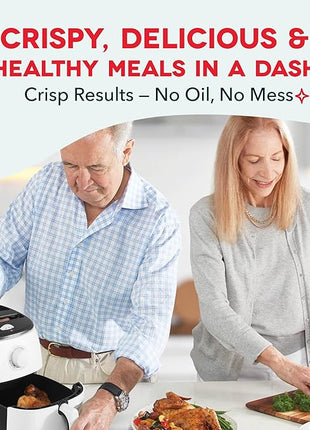 DASH Tasti-Crisp™ Electric Air Fryer Oven, 2.6 Qt., White – Compact Air Fryer for Healthier Food in Minutes, Ideal for Small Spaces - Auto Shut Off, Analog, 1000-Watt