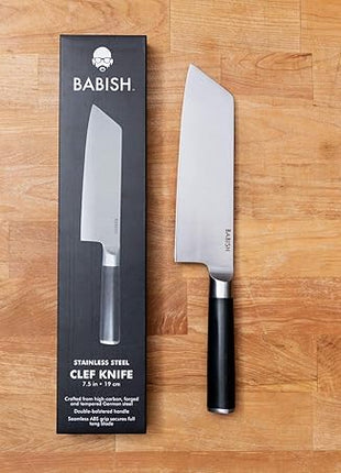 Babish High-Carbon 1.4116 German Steel Cutlery, 7.5" Clef (Cleaver + Chef) Kitchen Knife, Good Housekeeping Standout Knife of 2022
