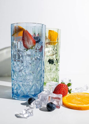 BELLAFORTE Shatterproof Tritan Tall Tumbler, Set of 4, 18oz - Myrtle Beach Glasses Drinking - Unbreakable Plastic Drinking Glasses for Gifting, Parties - BPA Free - Dishwasher Safe - Assorted