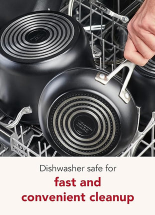 KitchenAid Hard Anodized Induction Nonstick Cookware Saute Pan/Jumbo Cooker with Lid and Helper Handle, Dishwasher Safe, 5 Quart Non Stick Sauteuse with Stainless Steel Handles - Matte Black