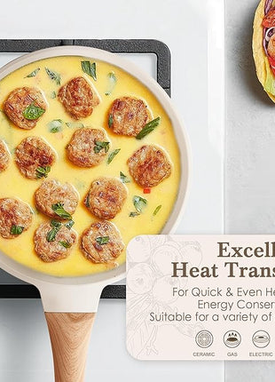 Frying Pans Non stick - 3 PCS Nonstick Frying Pan Set Omelette Pans for Cooking Set, Granite Skillet Set Kitchen Induction Cookware Chef's Pan Gift, 8", 9.5" &11", Coral Pink