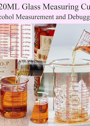 Ackers 7-Piece Glass Measuring Cup Set, Borosilicate Beaker Style Nesting Liquid Measuring Cups