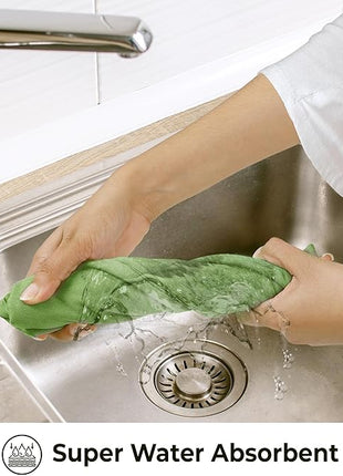 Urban Villa Kitchen Towels 100%Cotton Green Color Dish Towels for Kitchen with Hanging Loop Size 20x30 inches(Set of 6) Highly Absorbent Quick Drying Soft Premium Quality Dish Towels&Dish Cloths Sets