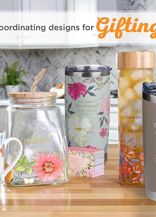 Christian Art Gifts Stainless Steel Double-Wall Vacuum Insulated Travel Mug 18 oz Gray Tumbler with Retractable Lid for Women and Men Bible Verse - Trust in the Lord - Proverbs 3:5