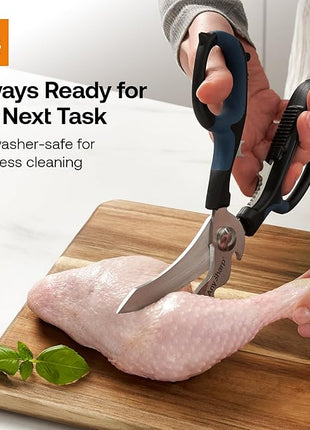 AnySharp 5-in-1 Multi-Function Kitchen Shears - Kitchen Scissors Heavy Duty with Hardened Steel Blades - Cut Chicken Bones and Thick Fabrics - Grip for Both Left and Right Handed - Dishwasher Safe