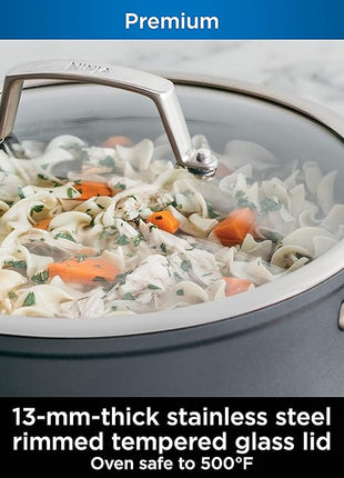 Ninja Foodi NeverStick Professional Hard-Anodized 4-Quart Sauté Pan with Glass Lid, Nonstick, Durable & Oven Safe to 500°F, Salt Grey, C30140