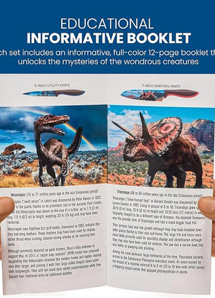 CHEF'S VISION Jurassic Knife Set - 6-Piece Stainless Steel Cutting Knives Set for Kitchen - Stunning Dinosaur Designs, Great Gift for Women or Men - Unique Kitchen Knife Set Gift