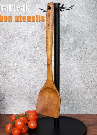 Wooden Spatulas, 1 Pcs Natural Teak Wood Spoon for Cooking Wooden Kitchen Utensil Wooden Spoons & Spurtle for Cooking