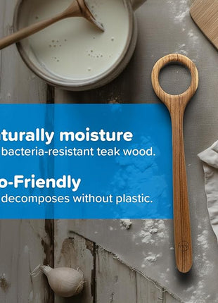 FAAY 13" Dough Whisk, 100% Healthy Teak Kitchen Utensils for Bread Mixing, Sourdough, Batter Preparation, Baking, and Cooking Tools