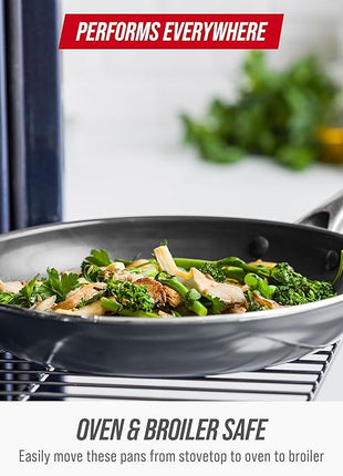 Blue Diamond Frying Pan 8” Skillet, Diamond Infused Healthy Ceramic Nonstick, PFAS and PFOA-Free, Dishwasher and Oven Safe, Even Heating, Metal Utensil Safe, Warp Control Base, Grey