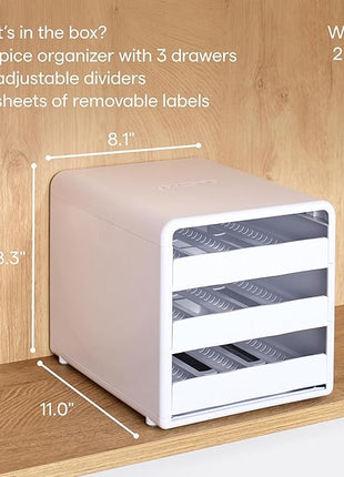 YouCopia SpiceStack Adjustable Spice Rack Organizer, Pull-Down 18-Bottle Seasonings and Spices Holder for Kitchen Cabinet and Pantry Organization with 104 Included Labels