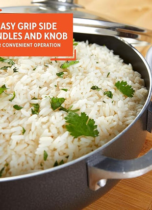 IMUSA 3.2qt Charcoal Aluminum Nonstick Caldero with Glass Lid, Black