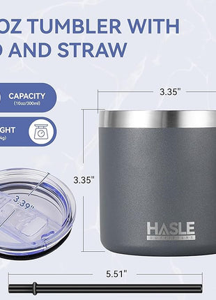 HASLE OUTFITTERS 10oz Insulated Tumblers with Lid and Straw,Stainless Steel Tumbler Travel Coffee Mug,Double Wall Reusable Tumbler Cup for Iced and Hot Drinks(Charcoal Gray,1 Pack)
