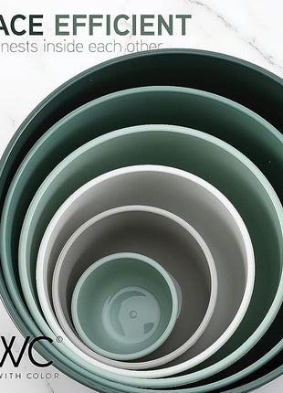 COOK WITH COLOR Prep Bowls with Lids- Wide and Deep Nesting Plastic Small Mixing Bowl Set with Lids, 12 Piece Set - Deep Bowls, Sage