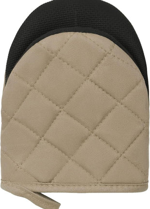 1 Pair Short Oven Mitts, Heat Resistant Silicone Kitchen Mini Oven Mitts for 500 Degrees, Non-Slip Grip Surfaces and Hanging Loop Gloves, Baking Grilling Barbecue Microwave Machine Washable