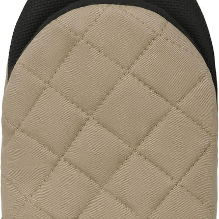 1 Pair Short Oven Mitts, Heat Resistant Silicone Kitchen Mini Oven Mitts for 500 Degrees, Non-Slip Grip Surfaces and Hanging Loop Gloves, Baking Grilling Barbecue Microwave Machine Washable