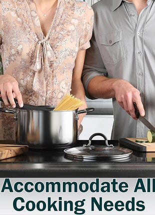 Cook N Home Stainless Steel Cookware Sets 10-Piece, Pots and Pans Kitchen Cooking Set with Stay-Cool Handles, Dishwasher Safe, Silver