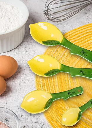 Lemon Ceramic Spoons Set: Lemon Shaped Measuring Spoons: 1 Tablespoon, 1 Teaspoon, 1/2 Teaspoon and 1/4 Teaspoon