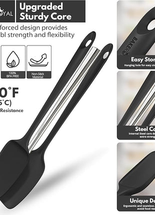 Silicone Spatula Set - 4-Piece Rubber Spatulas Silicone Heat Resistant 600°F for Everyday Task - Seamless Design Kitchen Spatulas for Nonstick Cookware - Black