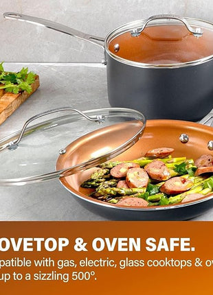 GOTHAM STEEL 13 Pc Ceramic Cookware Set Nonstick, Copper Pots and Pans Set Non Stick for Kitchen, Anodized Induction Pots and Pans for Cooking, Non Toxic Cookware Sets, Oven & Dishwasher Safe